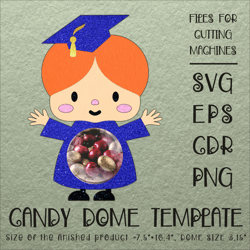 happy girl | graduation candy dome | party favor | paper craft template| sucker holder svg