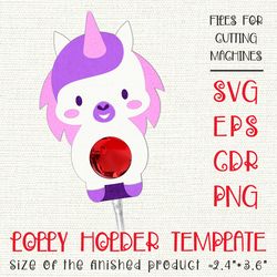 little unicorn | lollipop holder | paper craft template