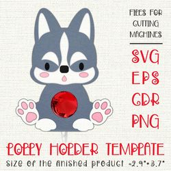 husky dog | lollipop holder | paper craft template