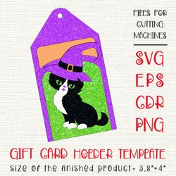 halloween gift card holder with black cat