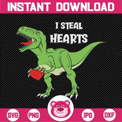 i steal hearts svg, heart crusher t-rex svg, t-rex lover svg, valentines day svg, dinosaur svg, funny dino svg, love svg