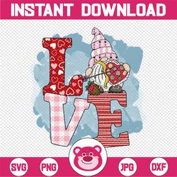 pink love gnome png, valentine sublimation design for crafters, valentine love gnome digital illustration, instant downl