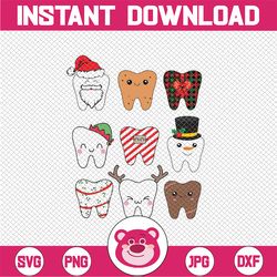 dentist xmas png retro christmas teeth png, dentistree tooth tree png, santa dental hygiene christmas png sublimation, d