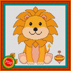 lion cub cross stitch pattern | delightful king of beasts design