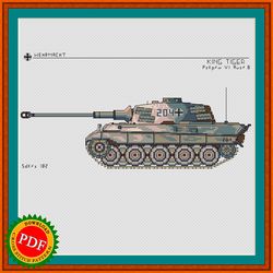 royal tiger cross stitch pattern | german tiger ii tank chart | wwii king tiger heavy tank