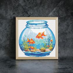 cross stitch pattern aquarium fish / cross stitch pattern pdf / animal cross stitch chart