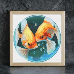 cross stitch pattern fish / 200x200st / animal cross stitch chart pdf, downloadable cross stitch pattern pdf