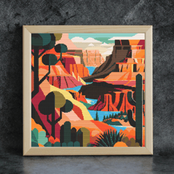 cross stitch pattern /200x200st/ grand canyon, x stitch pattern pdf, usa landmarks cross stitch chart, embroidery diy