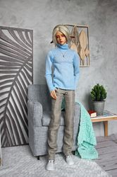 bjd clothes, turtleneck blue for sd 17, 65 cm doll clothes