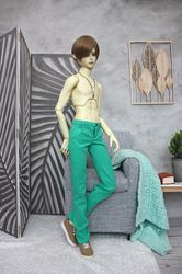 bjd clothes, pants for sd 17 green, 65 cm doll clothes