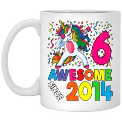6th birthday dabbing unicorn party gift for 6 years old girl white mug