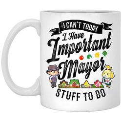 animal crossing important mayor stuff graphic white mug