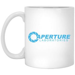 aperture laboratories v-neck t-shirt white mug