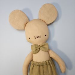 primitive mouse handmade - coffee stained doll