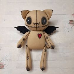 cat stuffed animal handmade - unique art doll