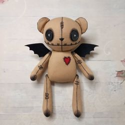 handmade teddy bear with bat wings