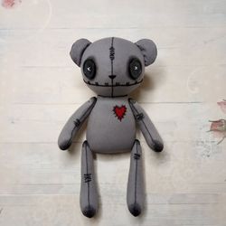 creepy cute teddy bear - handmade doll