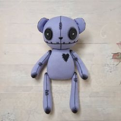 creepy cute stuffed bear - handmade doll