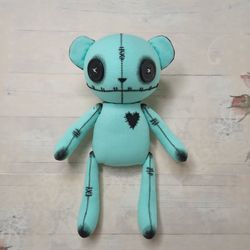 pastel goth bear - handmade doll