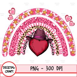 valentine's day rainbow with heart png sublimation design downloads, valentines western rainbow png, valentine png