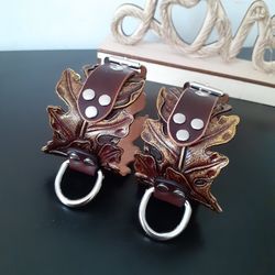 personalized oak leaves ankle cuffs for sub