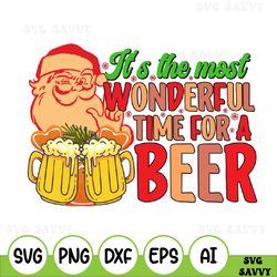 It's The Most Wonderful Time For A Beer With Christmas Lights Svg, Svg Design, Merry Christmas Svg, Happy New Year Svg