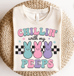 chillin with my peeps svg, easter bunny svg, peeps svg, easter svg, happy easter svg, retro easter png, bunny svg, easte