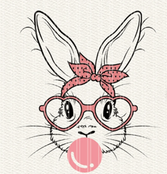 cute bunny rabbit with bandana glasses bubblegum, bunny with heart glasses svg, rabbit bandana glasses bubblegum svg, dx