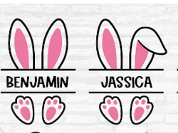 bunny name frame svg, easter svg, bunny ears svg, bunny svg, split monogram svg, easter bunny clipart, easter bunny ears