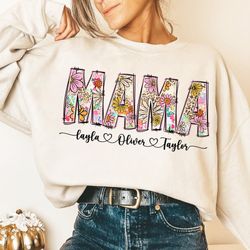 floral mama png, mama flower leopard png, mama flower with kids names, mama floral, custom mama groovy png, mother's day
