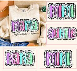 mama dalmatian png, mothers day dalmatian bundle png, mimi auntie nana dalmatian dots, custom mama with kids name design