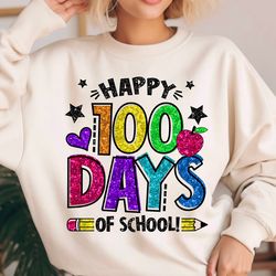 100 days of school png, happy 100 days of school faux sequin png sparkly, school 100th day png, back to school png, teac