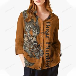 hunting cotton and linen casual shirt, boar hunting cotton and linen casual shirt