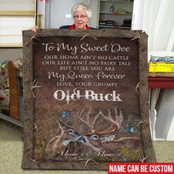 hunting custom blanket our home ain&8217t no castle deer couple valentine&8217s day personalized gift
