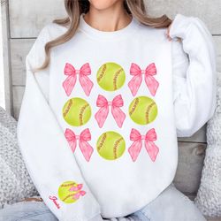softball coquette bow png, soft girl era png, baseball png, coquette softball png, social club png, pink bow design