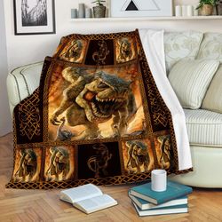 t-rex hunting fleece blanket