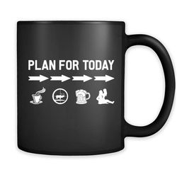 plan for today coffe hunting drink beer and sex &8211 full-wrap coffee black mug