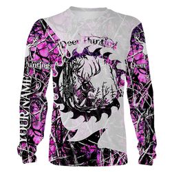 pink camo country girl deer hunting custom all over print shirts for women, ladies &8211 iph2546