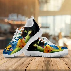 pikachu shoes, pokemon custom shoes, bulbasaur gift shoes white shoes birthday gift fashion  fly sneakers tl97