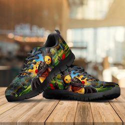 pikachu shoes, pokemon custom shoes, bulbasaur gift shoes black shoes ver4 birthday gift fashion fly sneakers tl97