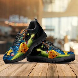 pikachu shoes, pokemon custom shoes, bulbasaur gift shoes black shoes birthday gift fashion fly sneakers tl97