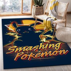 pikachu pokemon retro smashing pocket monster area rug living room and bed room rug gift us decor vh3