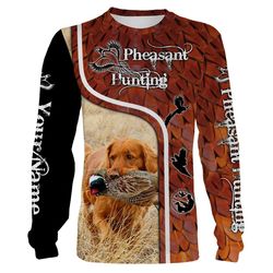 pheasant hunting with toller custom name 3d all over print shirts, face shield &8211 personalized hunting gifts &8211 fs