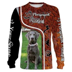pheasant hunting with silver labrador custom name 3d all over print shirts, face shield &8211 personalized hunting gifts