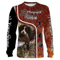 pheasant hunting with dog springer spaniel custom name 3d full printing shirts for men women &8211 personalized hunting