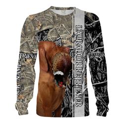 pheasant hunting with dog labrador retriever black camo customize name 3d all over printed shirts chipteeamz nqs1700