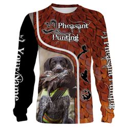 pheasant hunting with dog german wirehair custom name 3d full printing shirts for men women &8211 personalized hunting g