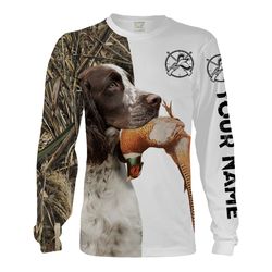 pheasant hunting with dog english springer spaniel custom name all over printed shirts &8211 personalized hunting gifts