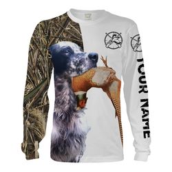 pheasant hunting with dog english setter custom name all over printed shirts &8211 personalized hunting gifts chipteeamz