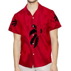 toronto raptors ball red silk 3d all over print summer beach hawaiian shirt with pocket